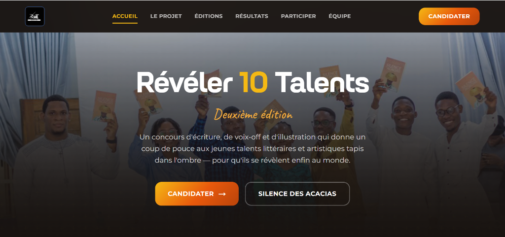 Aperçu de la plateforme Révéler 10 Talents